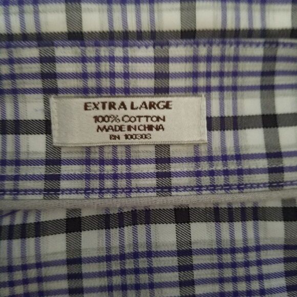 Peter Millar Shirt Mens XL Long Sleeve Button Purple Stipe Check Cotton Casual - Picture 10 of 10